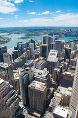 Aerial view of Sydney CBD with Sydney Harbour view