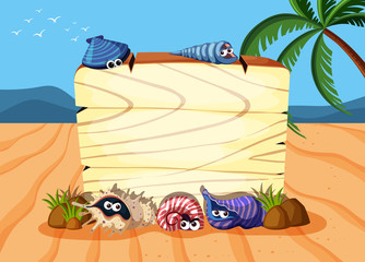 Obraz premium Wooden board on the sand