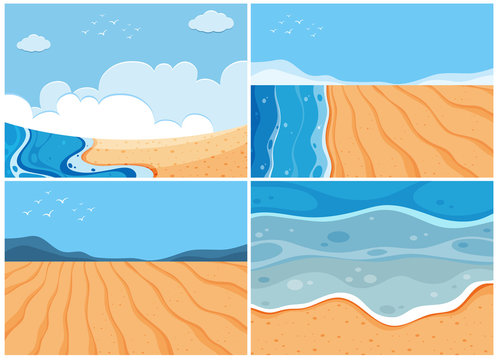 Four background scenes of ocean