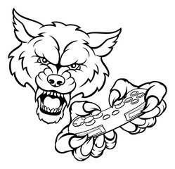 Wolf Gamer Mascot