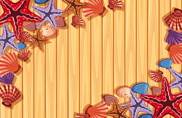 Background template with starfish and shells