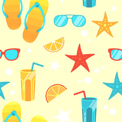 Seamless background with bright summer symbols