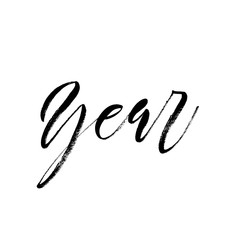 Year: handwritten word in expressive brush lettering style
