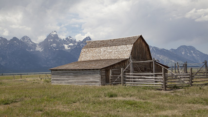 Moulton barn located in Mormon Row, Gros Ventre River Valley in Grand Teton National Park and...