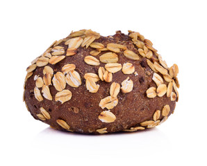 Fresh whole grain bread  on white background