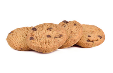 Chocolate homemade pastry biscuits isolated on white background
