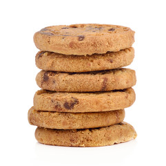 Chocolate homemade pastry biscuits isolated on white background