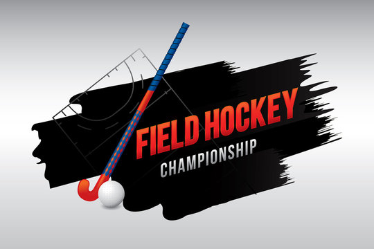 Vector of field hockey championship badge and design elements.