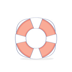 Lifebuoy isolated on white background with clipping path, vector outline illustration, symbol of Help, Support,  Assistance, Emergency Aid icon concept