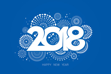 Vector illustration of  fireworks. Happy new year 2018 theme