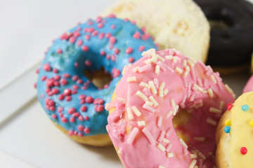 donuts with multi-colored glaze