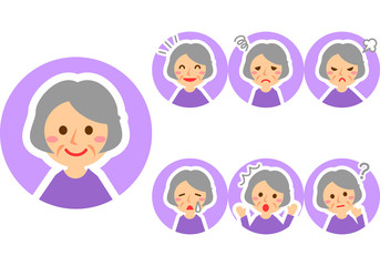 おばあさん　表情　上半身　セット