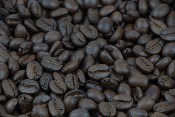 A coffee mug of coffee beans