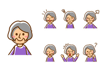 おばあさん　表情　上半身　セット