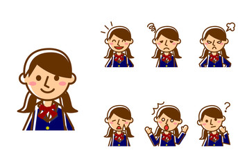 女子学生　表情　上半身　セット