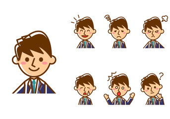 男性会社員　表情　上半身　セット