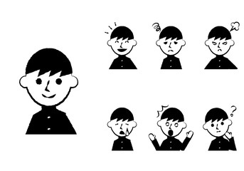男子学生　表情　上半身　セット