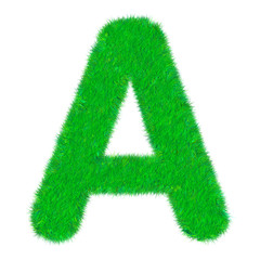 Letter of green fresh grass isolated on a white background