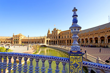 Naklejka premium A beautiful view of Spanish Square, Plaza de Espana, in Seville