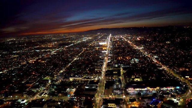 Aerial view of a Los Angeles, CA in 4K
