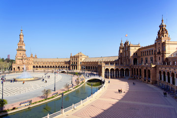 Fototapeta na wymiar A beautiful view of Spanish Square, Plaza de Espana, in Seville