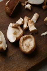 Cooking Sliced shiitake mushrooms
