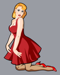 Image of a sexy girl in a traditional style of Old school