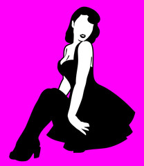 Image of a sexy girl in a traditional style of Old school