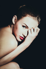 Fototapeta premium Topless sensual caucasian woman.
