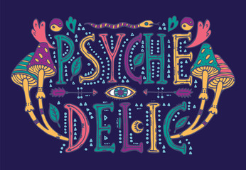 Detailed ornamental Psychedelic lettering