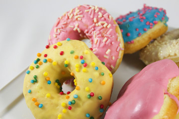 donuts with multi-colored glaze