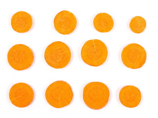 Carrot isolated on white background, top view