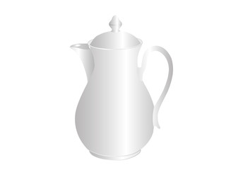 White bulk coffee pot. Vector illustration on white background.