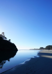 Big River, beach and estuary are next to historic Northern Californian town Mendocino. Estuary is a popular spot for locals and tourists to walk, meditate and relax.