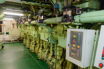 Inside engine room on big ship