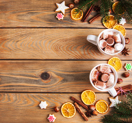 Christmas hot chocolate with marshmallow