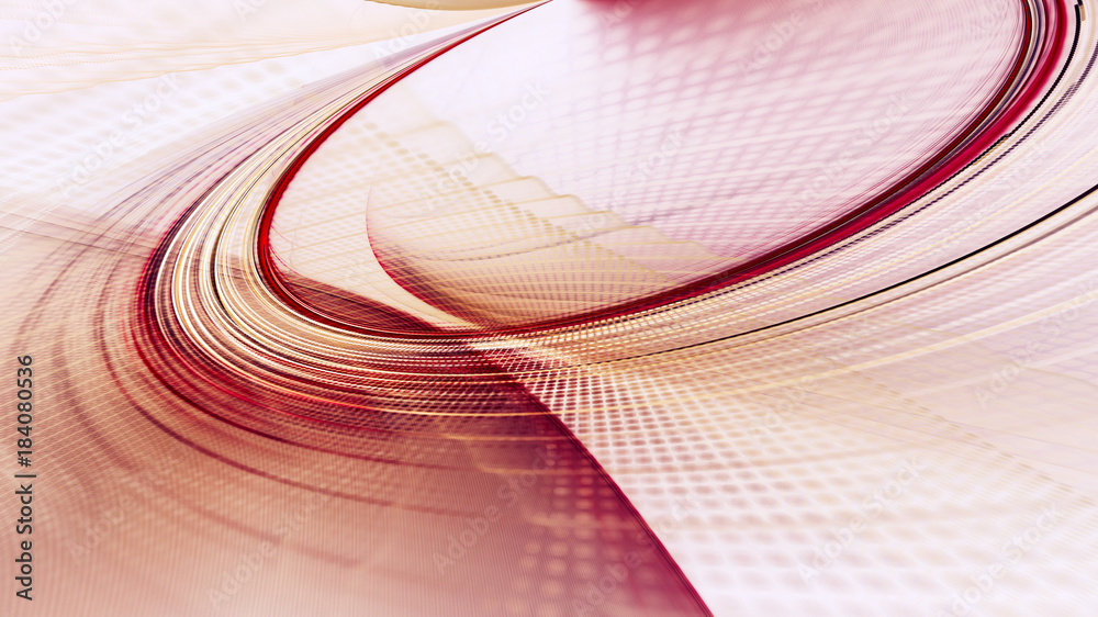 Leinwandbilder Abstract red and white background texture. Dynamic curves ands blurs pattern. Detailed fractal graphics. Science and technology concept.