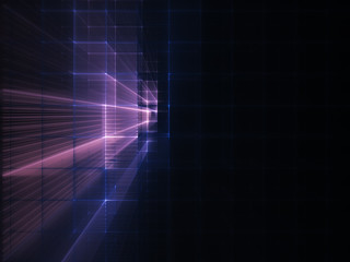 Abstract violet background element on black. Composition of grids and matrix patterns. Detailed fractal graphics. Information technology concept.