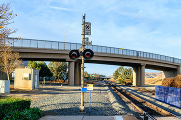 Naklejka premium End of the train station warning signs