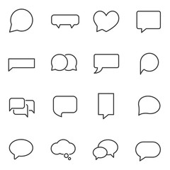 Speech bubbles set, linear design.  Line with Editable stroke