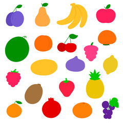 fruits and berries icon set. flat design