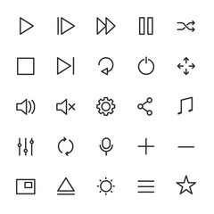 Media controls icons set. Vector linear icon. Line with Editable stroke