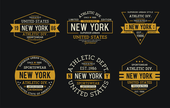 Set athletics sport typography design t-shirt graphic, vector