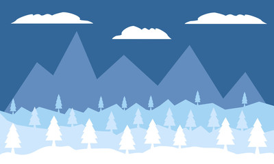 Winter Landscape Background.Flat Vector Illustration