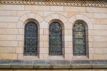 Fototapeta premium Windows of Protestant church in Wiesbaden, Germany. Ringkirche church.