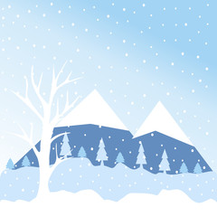 Winter Landscape Background.Flat Vector Illustration