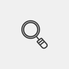 Search icon. Find icon with magnifying glass in flat design style. Loupe with eye inside