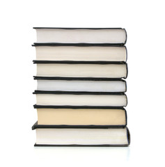 High black books stack isolated on white background