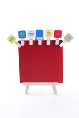 red board isolated with word of days in the week