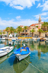 Fishing boats in beautiful Splitska port on Brac island, Croatia